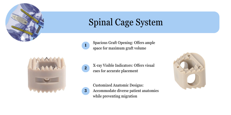 PEEK interbody cage provides support for spinal fusion